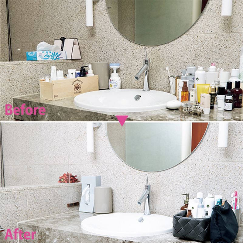 【Before＆After付き】洗面台にごちゃつくコスメがホテルライクに変わるたった2つのコツ